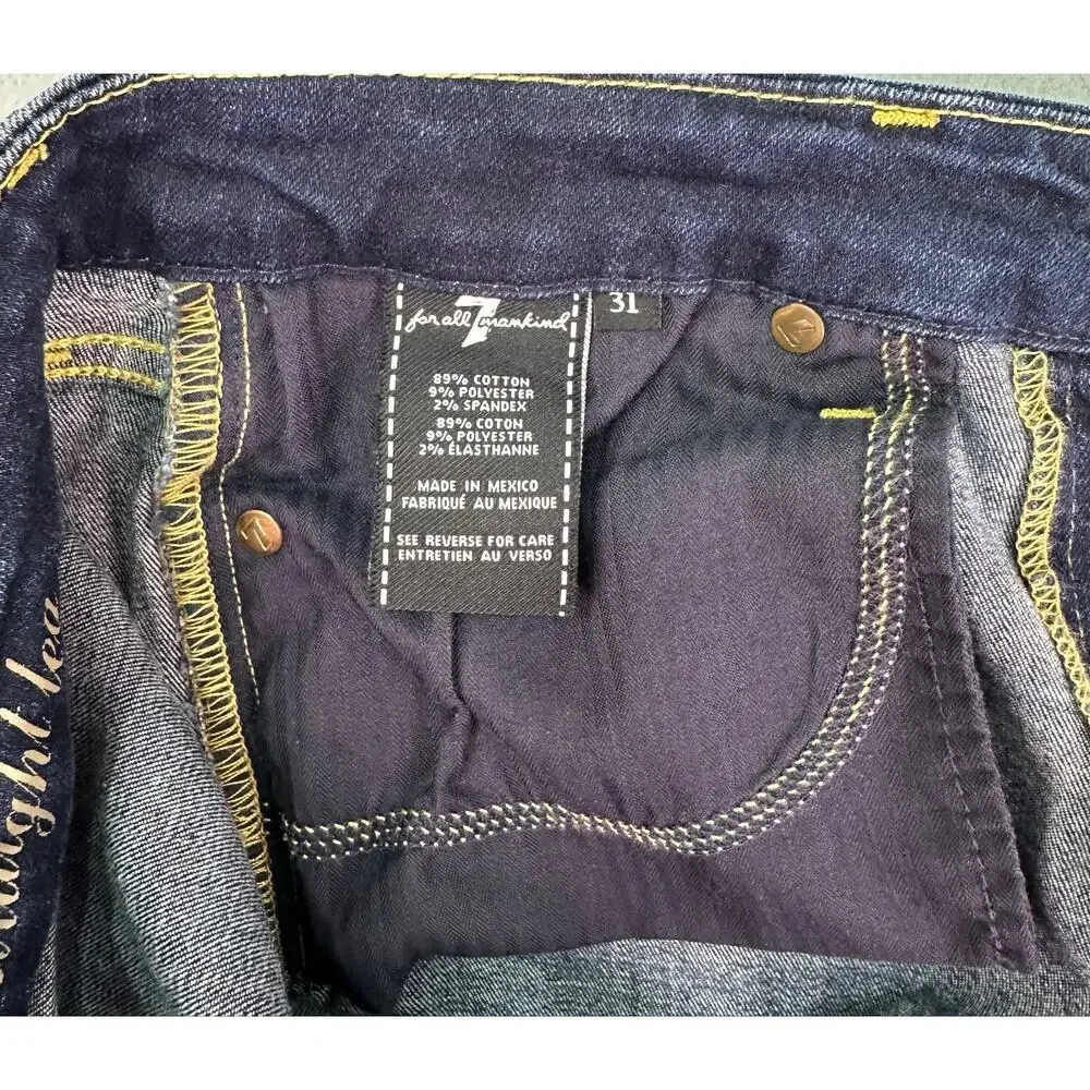 7 For All Mankind Karah Straight Leg Dark Wash Stretch Jeans Size 31 - Picture 8 of 11